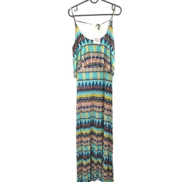 Mimi Chica Nordstrom Dress Size Medium Sexy Aztec Print strappy Maxi - Picture 1 of 7